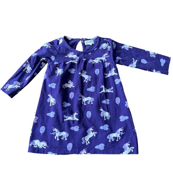 Hatley Purple Unicorn Long Sleeve Toddler Girl Dress - 2 - Picture 3 of 4